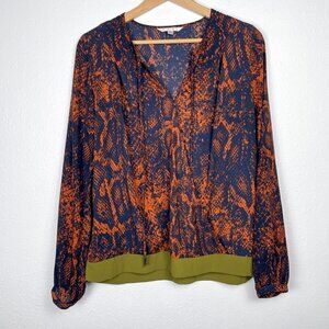 CAbi Python Snake Skin Border Wrap Style Chiffon Top Sz. M